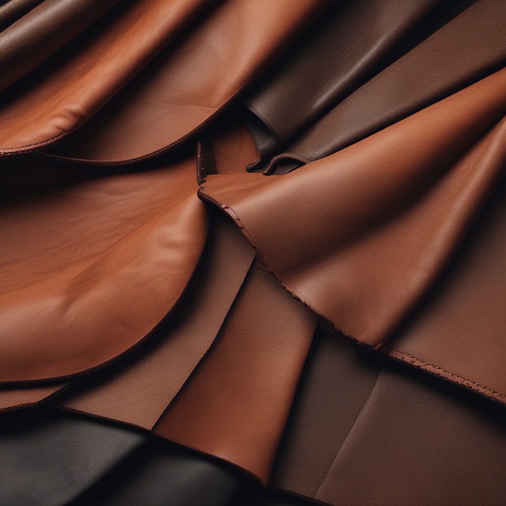 Detailed view of various leather products